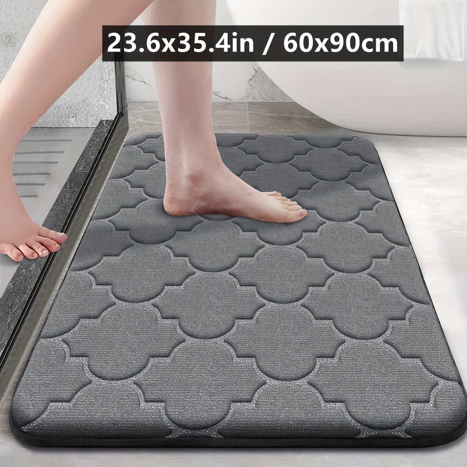 TEMU Tapis de bain en mousse à mémoire de , tapis de bain antidérapant, tapis de doux, antidérapant, absorbant et lavable en machine !