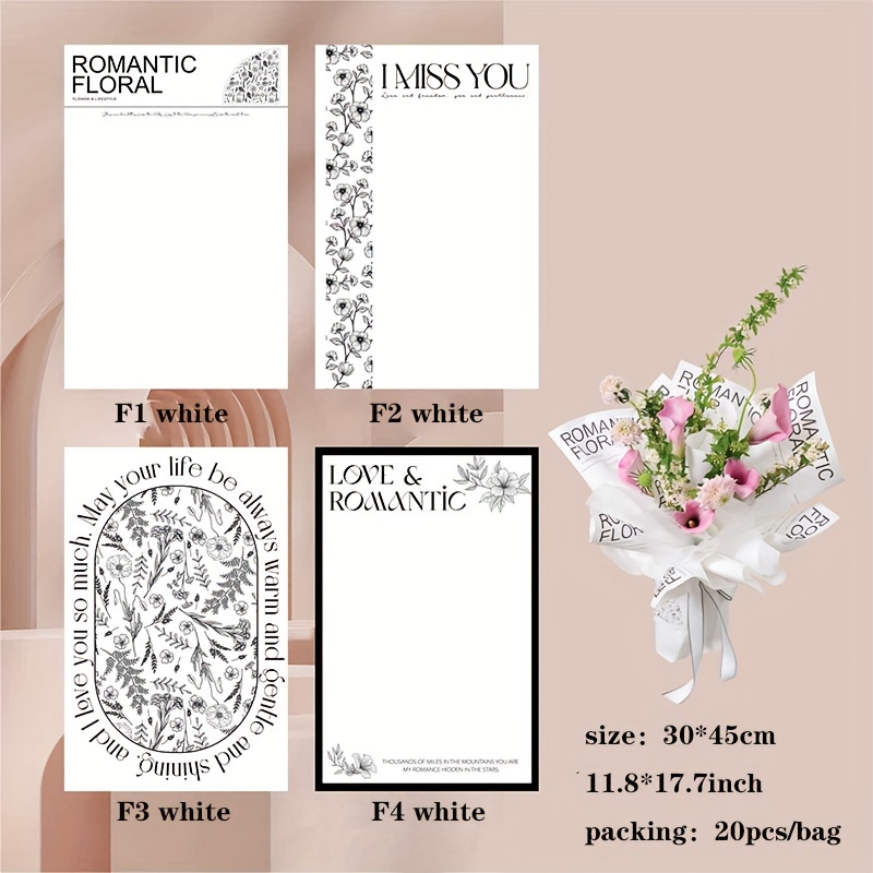 Flower Art Wrapping Paper Bouquet Wrapping Paper Simple Pure - Temu