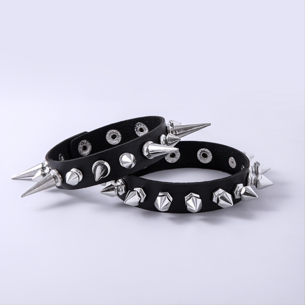 Spike Rivet Bracelets, Studded Bangle Snap Button Wristband Punk