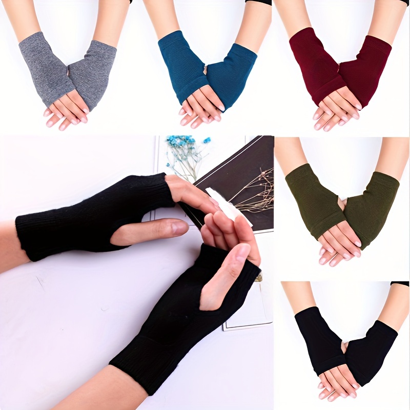 Generic Long Fingerless Gloves Warmer Winter Mitten Knitted Arm