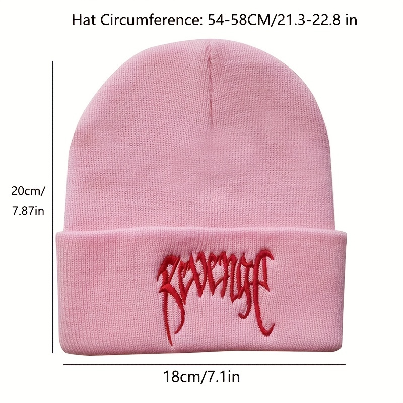 Gothic Letter Embroidery Beanie Cap Unisex Hip Hop Knit Hat Solid Skull Cap Y2K