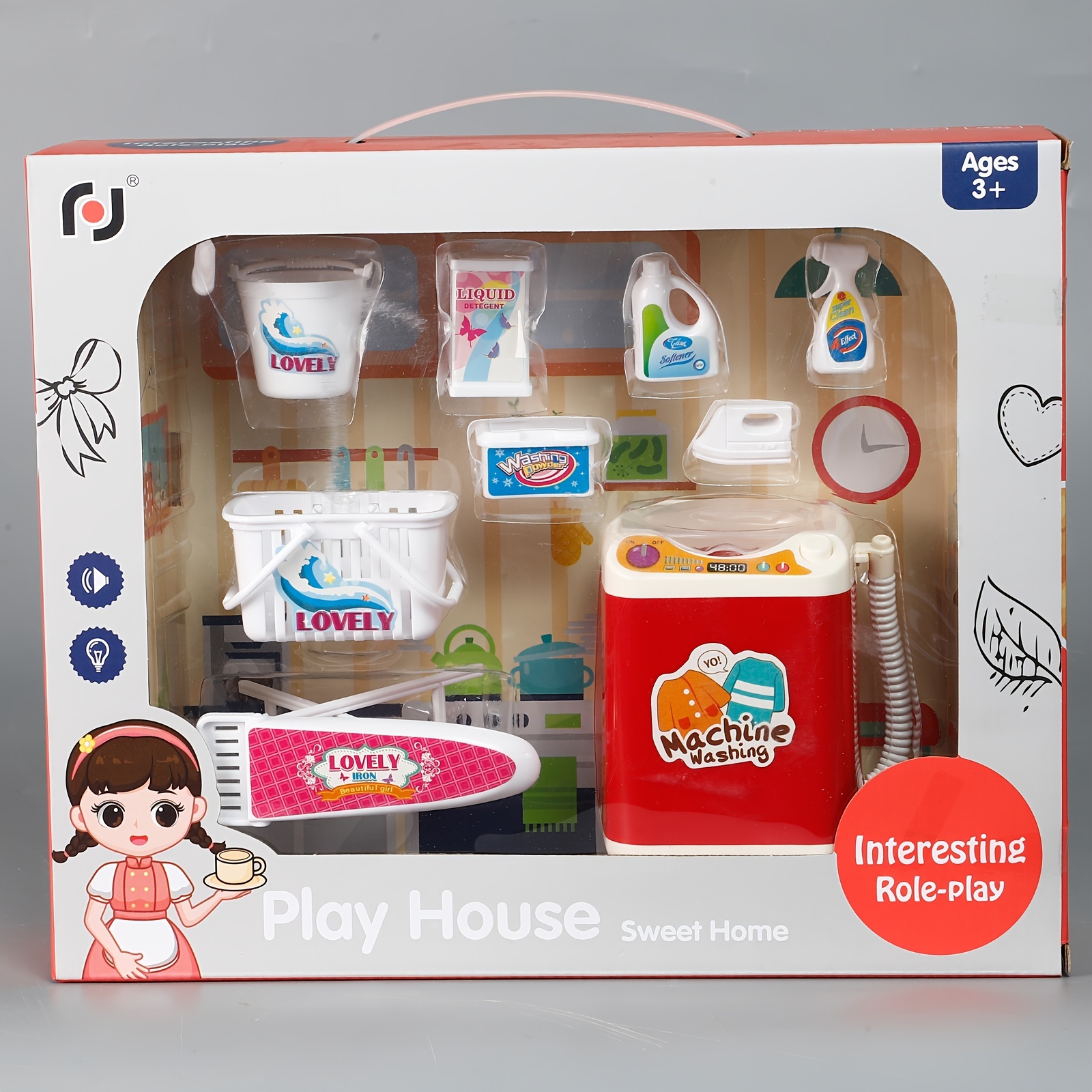 Simulation Kitchen Toy Washing Machine Mini Kitchen Set Tableware