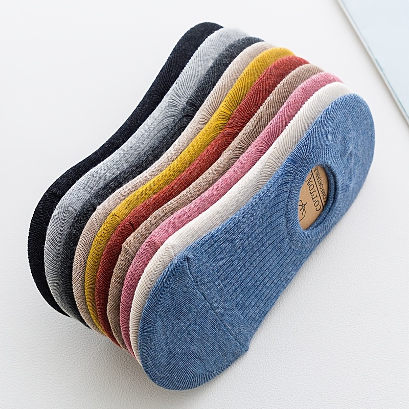 4 Pairs Women's Invisible Cotton Non-Slip Low-Cut Boat Socks