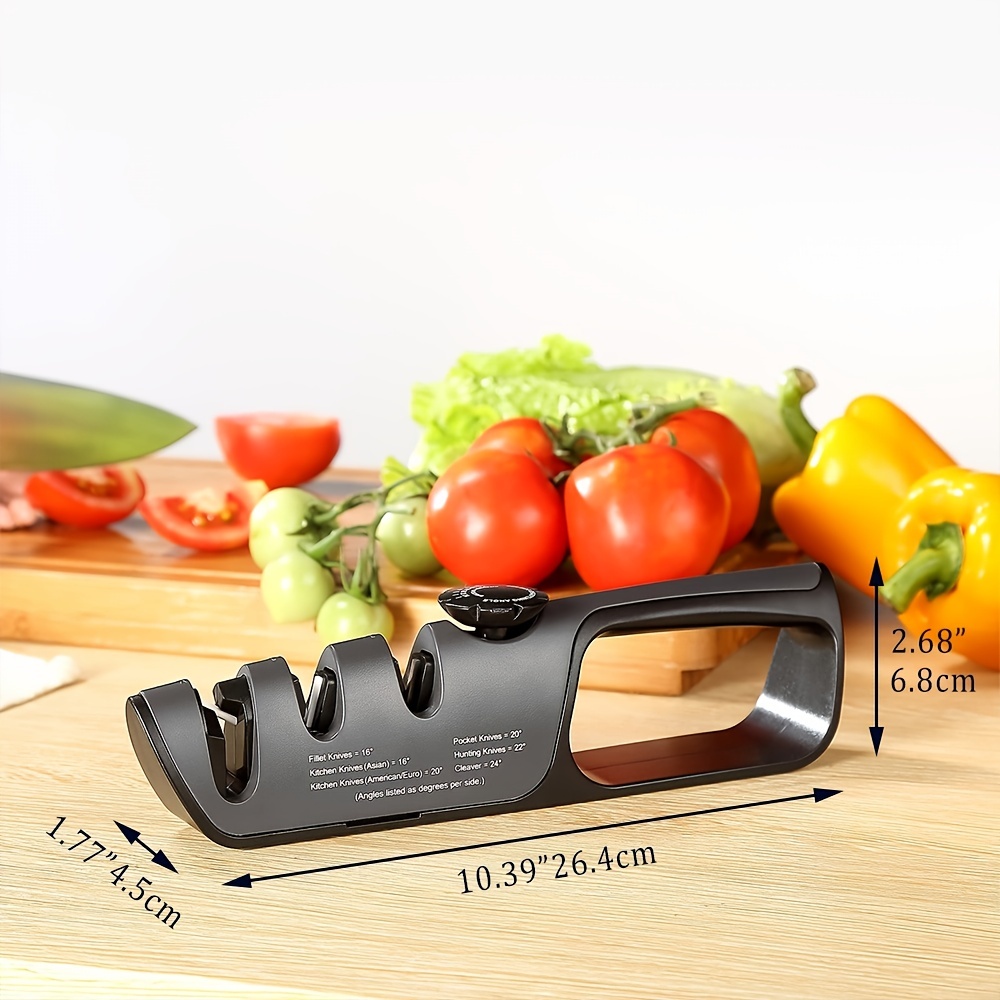 Multi-functional Four Stages Knife Sharpener, Stainless Steel