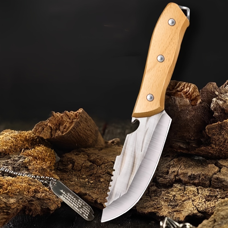 1pc Couteau Viking Manche En Bois 6.5  Couteau De Boucher - Temu