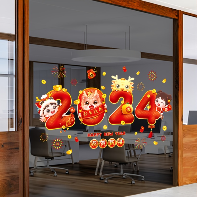 2024 Chinese New Year Dragon Zodiac Window Sticker Chinese - Temu