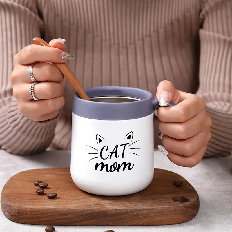 Cute Funny Gift Mug For Cat Mom, Insulated Coffee Mug With Handle And Lid,  Cat Mom Gifts For Birthday Christmas, New Year, Gifts For Her, Women,  Christmas Stocking Stuffers - Temu