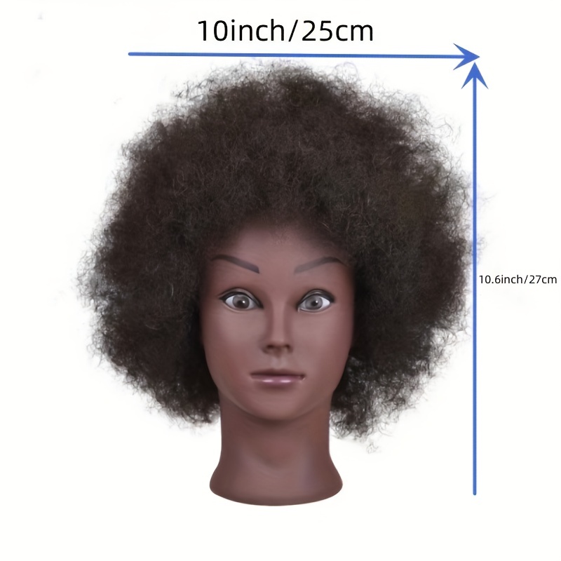 Tête de Mannequin 100 cheveux humains, coiffure afro-américaine, formation  à la coiffure, avec pince, style