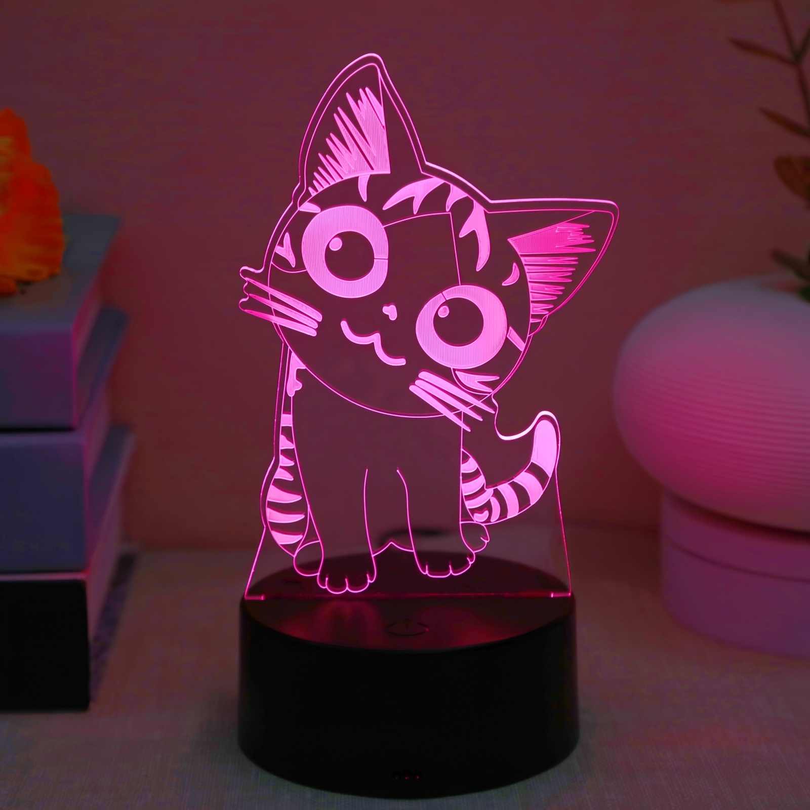 BESPORTBLE Lámpara de mesa de resina con diseño de gatos, lámpara de mesa  de gatos de anime, luz nocturna creativa, regalo para amantes de los gatos