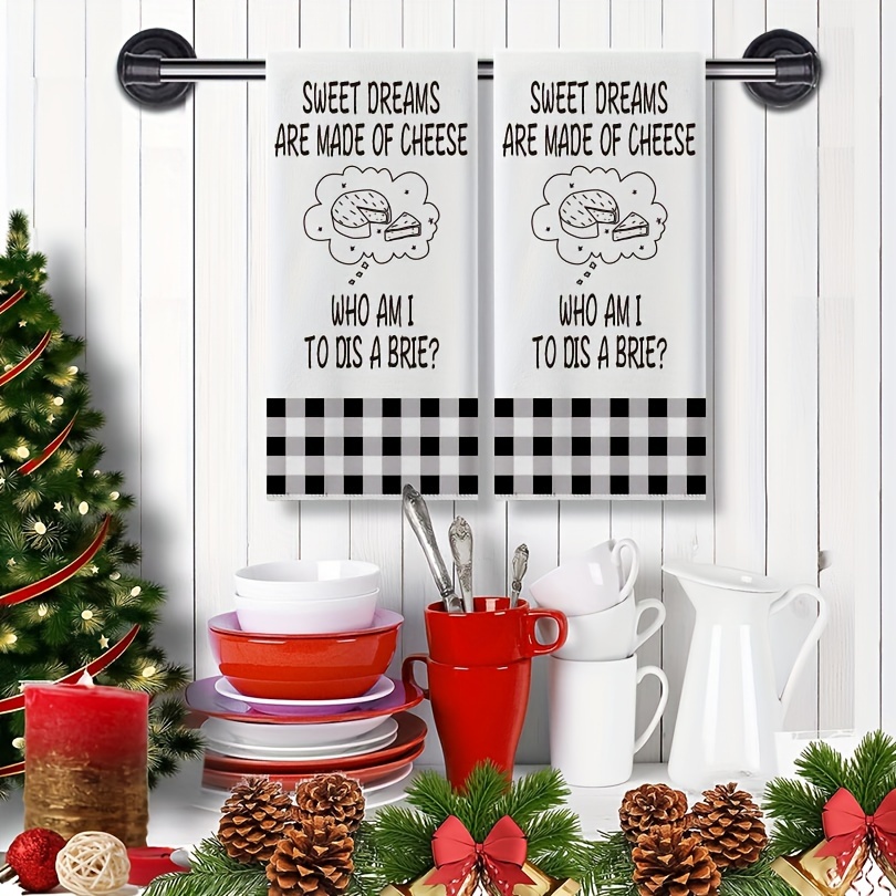 Decorative Dish Towels, Christmas Decor Plaid Kitchen Dish Towel