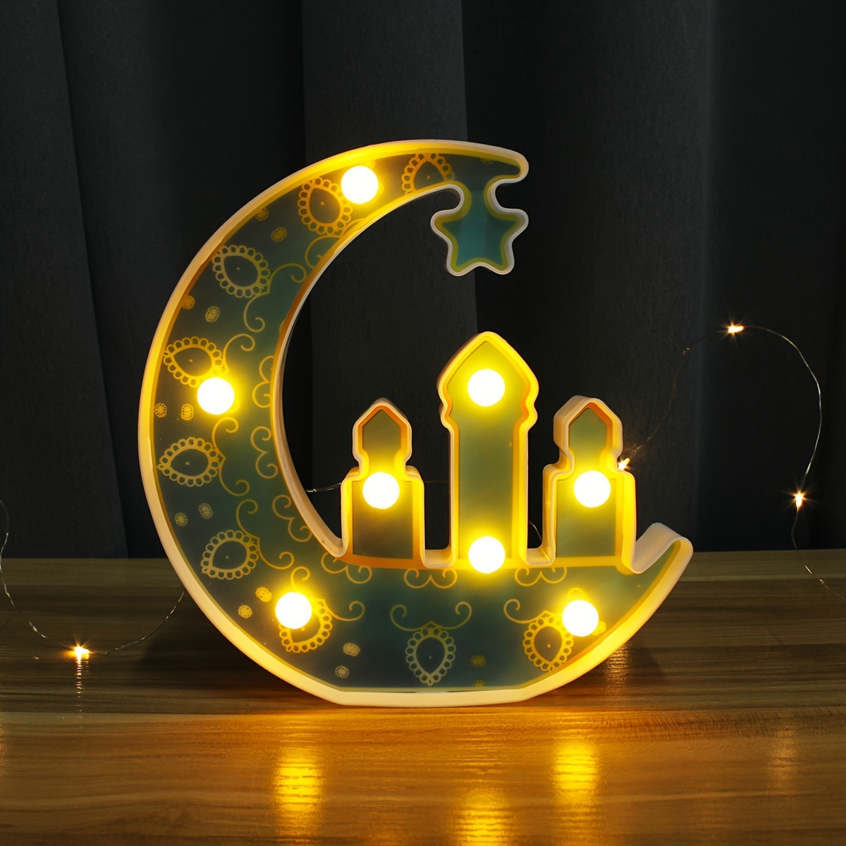 Eid Moon Star Led Lumière en bois Eid Mubarak Ramadan Décoration 2023 Pour  la maison Décor de fête musulmane islamique Kareem Ramadan Eid Decor