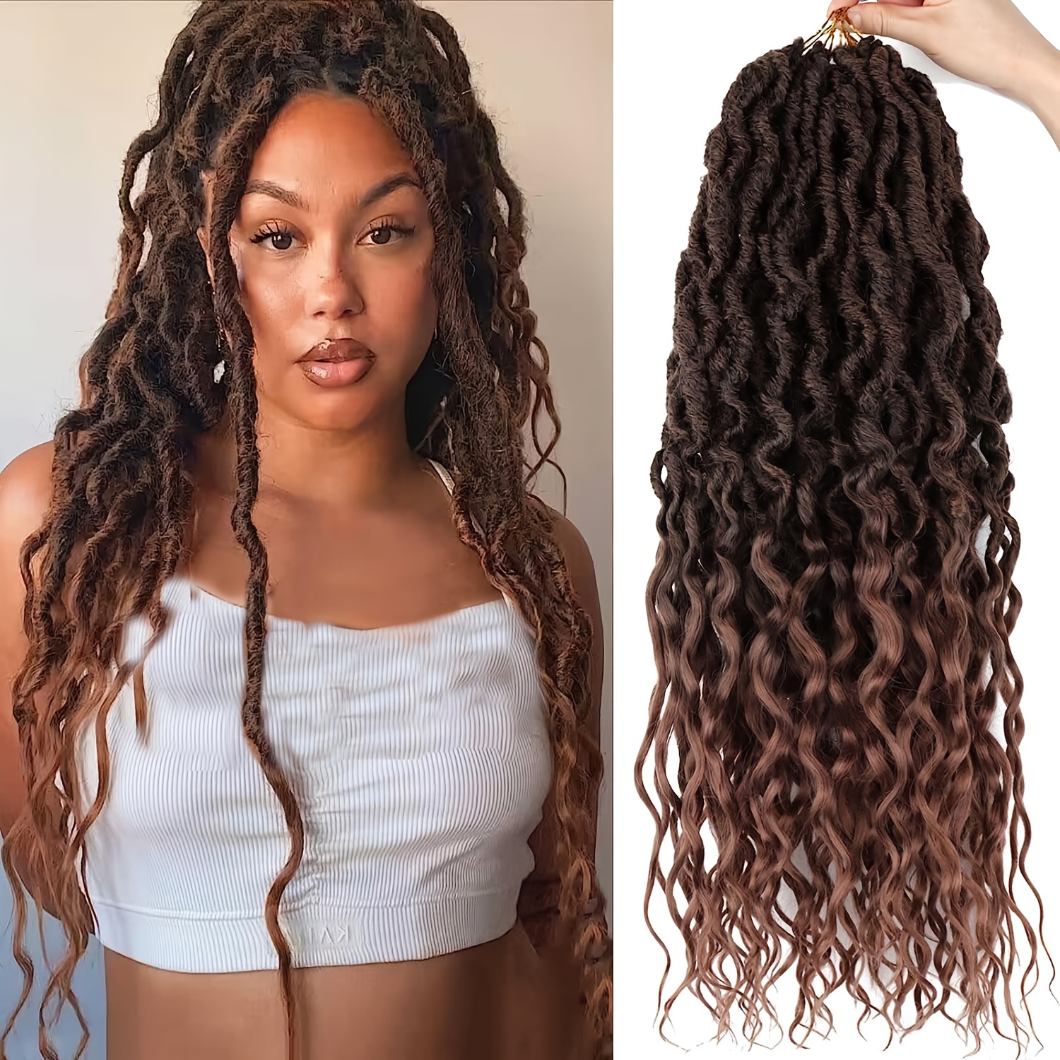 Synthetic Crochet Braids Hair Goddess Faux Locs Crochet Hair Soft Dread  Curly Hair Dreadlock 14/24 Inch Braiding Hair Extensions