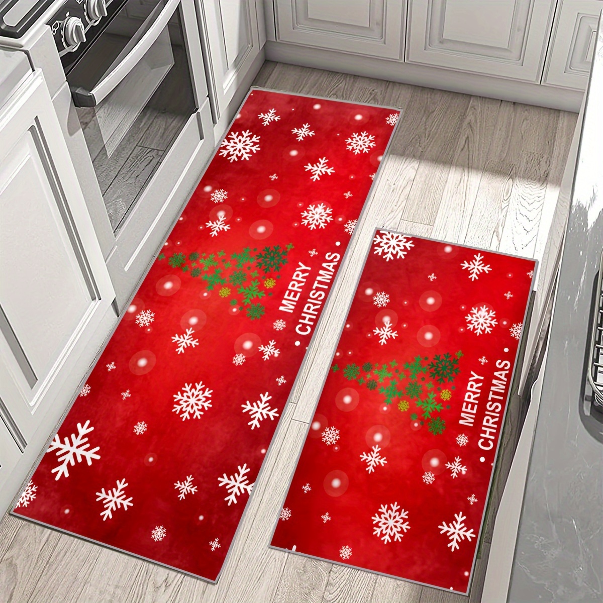 Christmas Kitchen Rugs And Mats, Non Skid Washable Absorbent