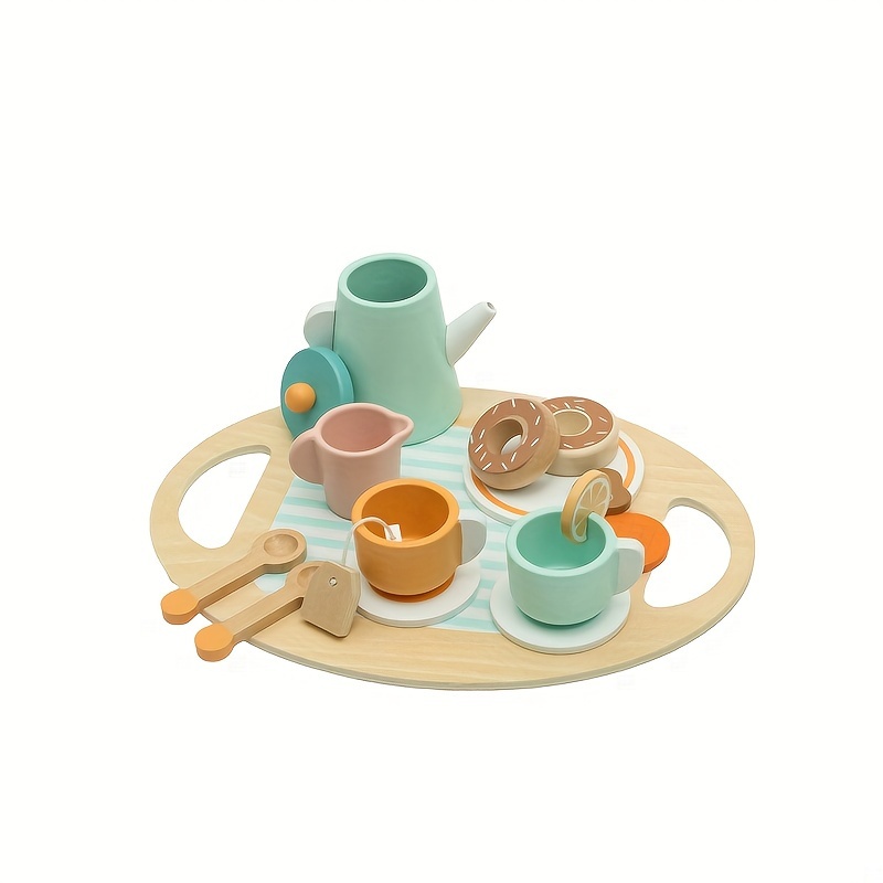  BUYGER Wooden Tea Party Set for Toddler Little Girls 3-5 with  Teapot Tea Cup Set Wooden Play Food Toy Kitchen Accessories for Kids Girls  Children Boys Toddler : Toys & Games