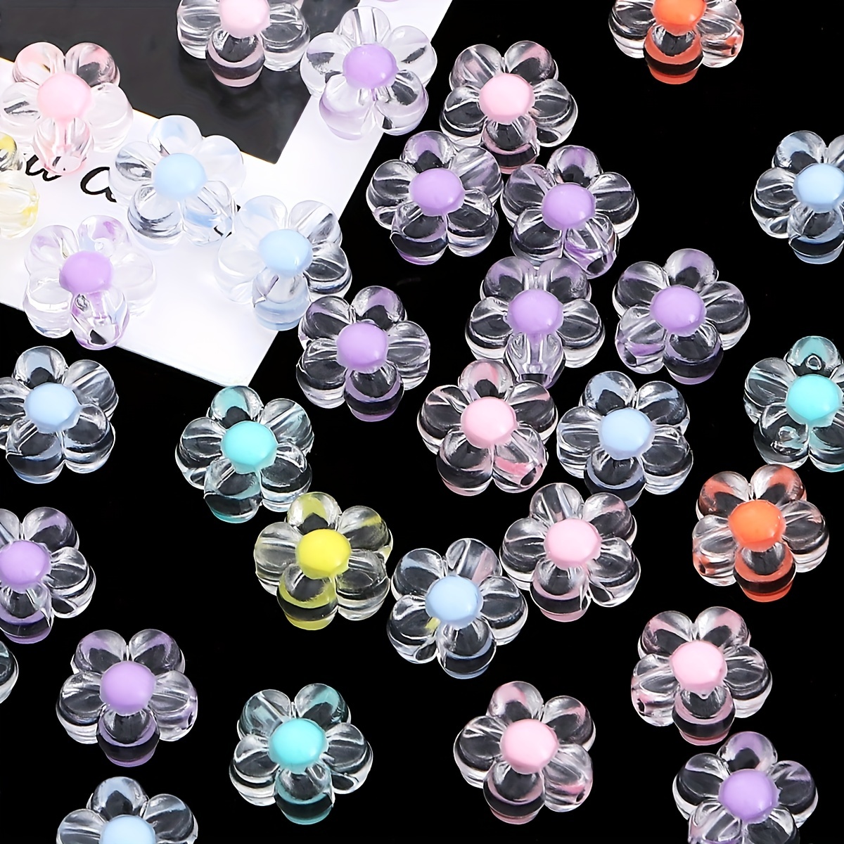 Acrylic Beads Transparent Through Hole Five Petal - Temu