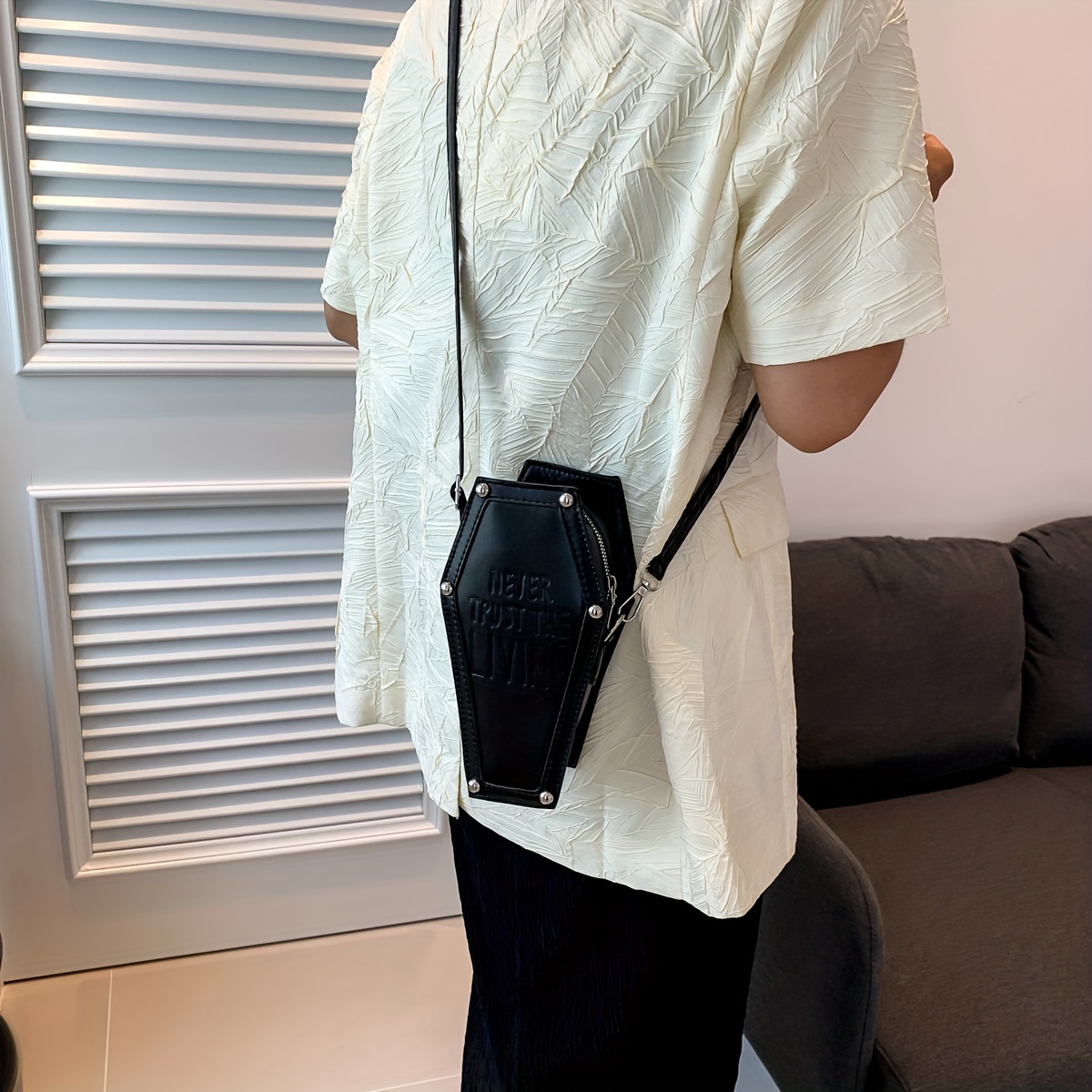 Gothic Coffin Shaped Crossbody Bag for Women
