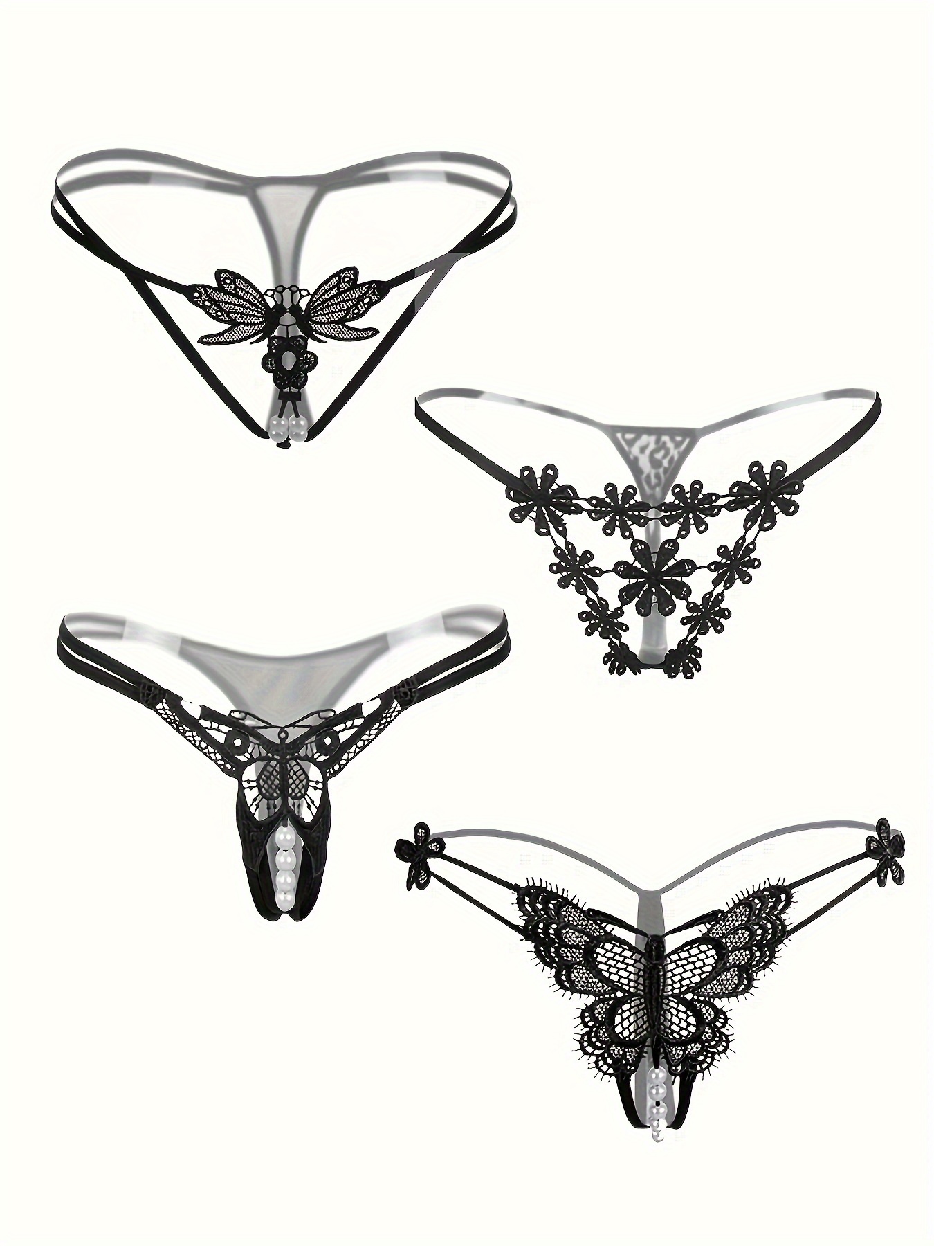 Butterfly Embroidery Thongs, Sheer Mesh Panties, Women's Sexy Lingerie &  Underwear