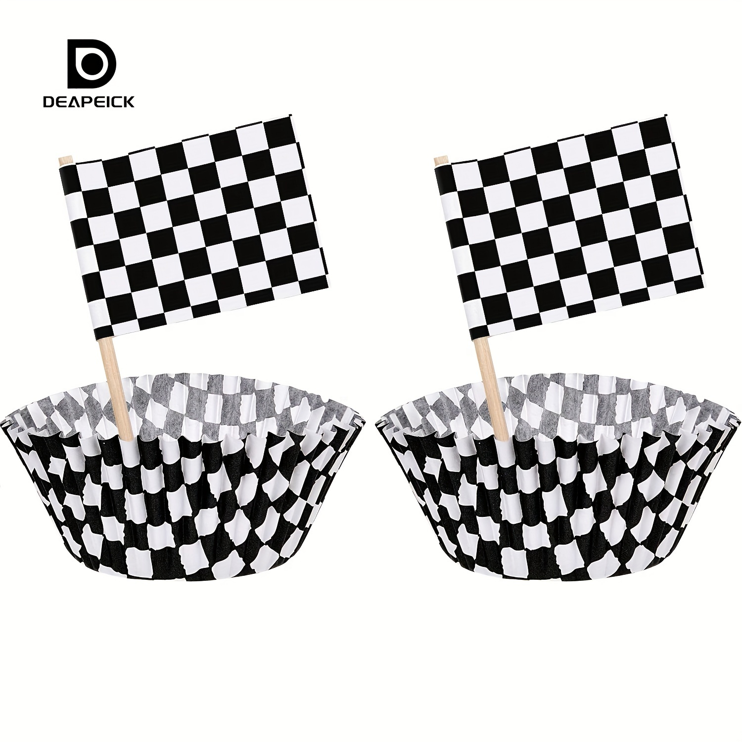 100pcs Cake Cup Plus Insert Flag with Race Track Theme