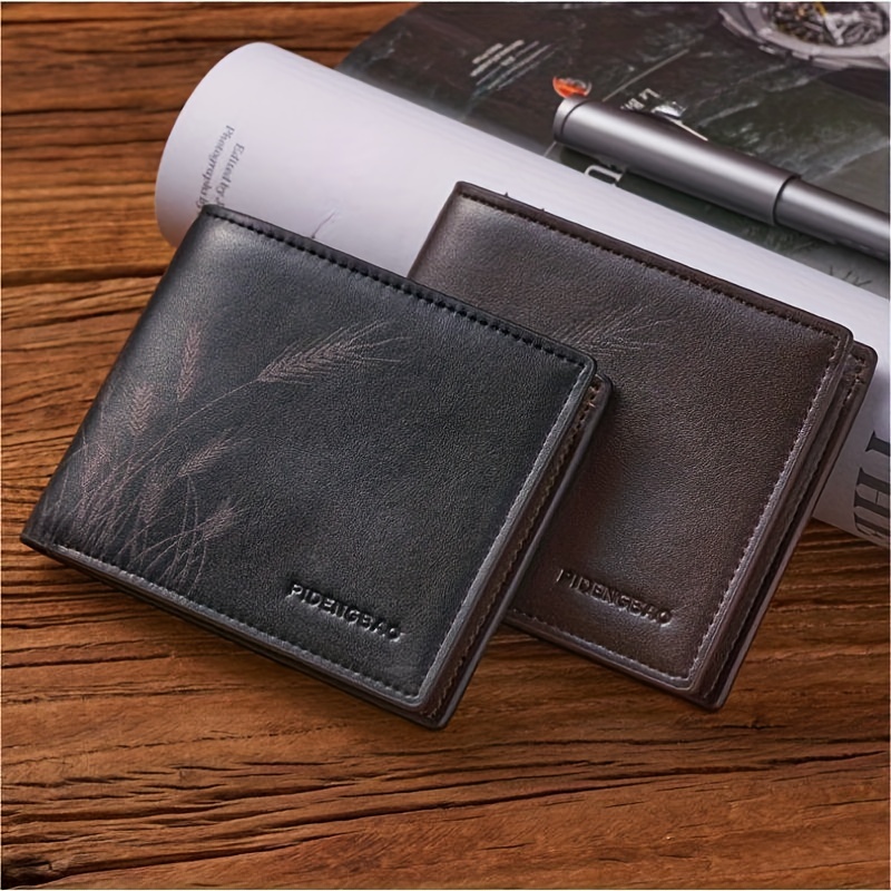 Mens Leather Short Wallet Money Clip Multi Card Card Holder Ultra Thin  Plaid Horizontal Wallet Coin Purse Gift For Men - Bags & Luggage - Temu