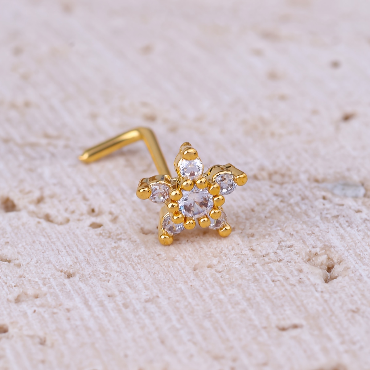 Flower Shaped Zircon Nasal Stud for Women, Delicate Body Piercing