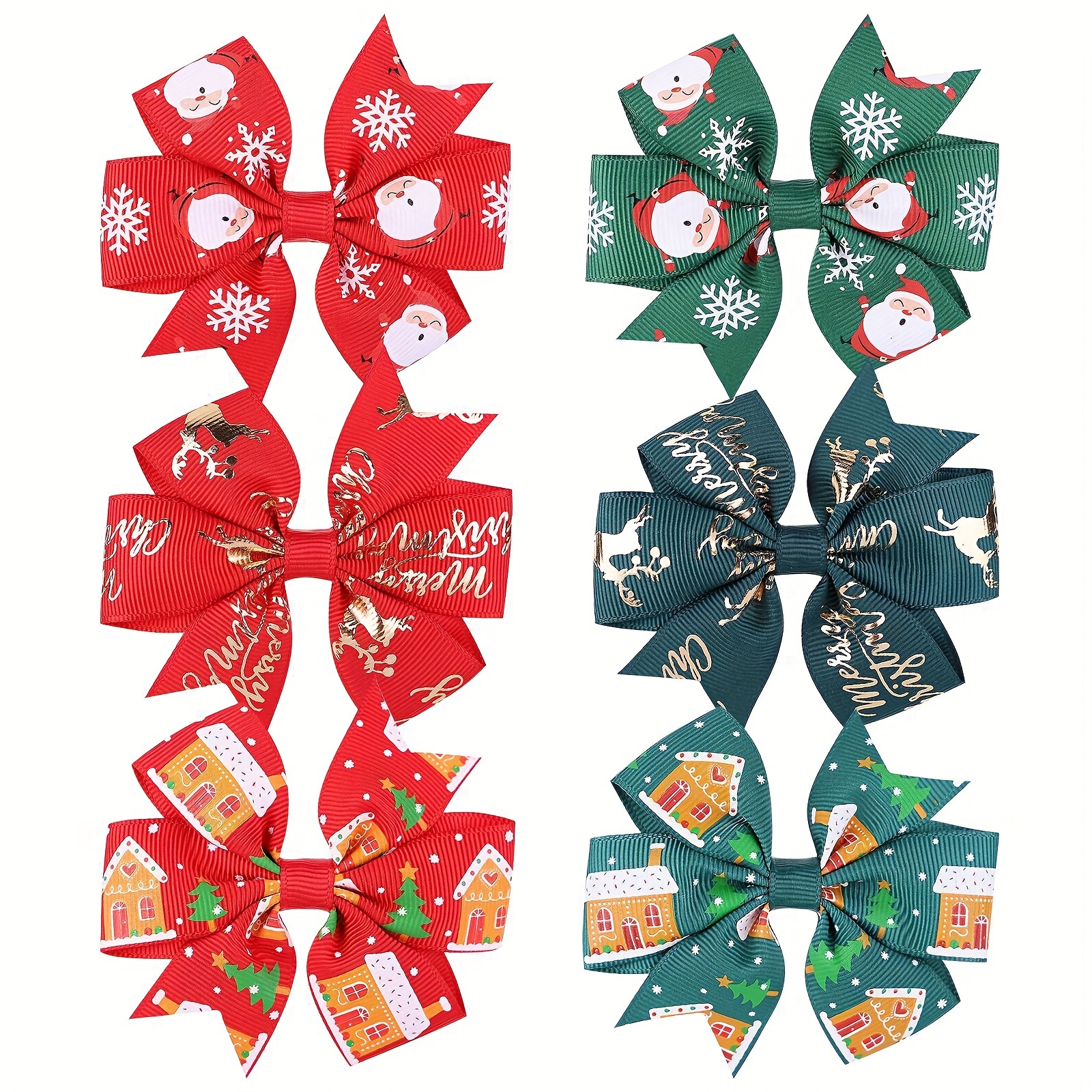 4pcs Christmas Elk Snowman Hair Clip Set