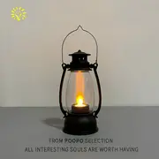 Mini Vintage Horselight Portable Wind Light, Small Night Light Atmosphere Candle Light, LED Swinging Candle Light, LH003LED Swing Light, Hanging Light (With 3*AG13 Battery Powered) details 0