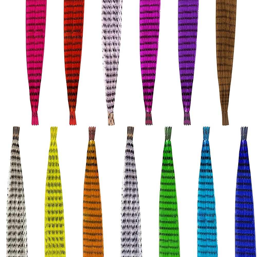 Colorful Strands Synthetic Hair Feathers Extensions Mixed - Temu