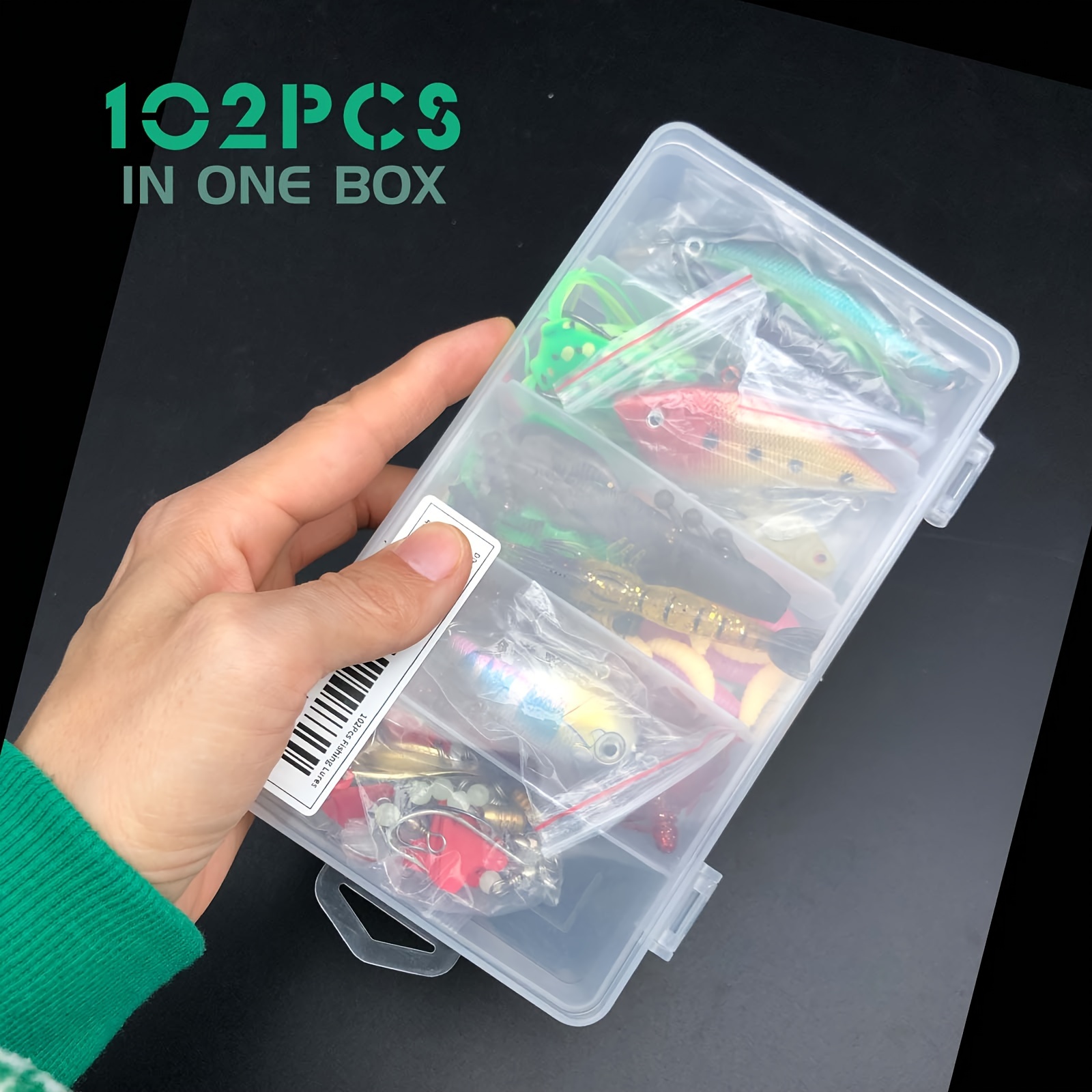 102pcs Fishing Lures Kit Soft Baits Tackle Soft Plastic Worms
