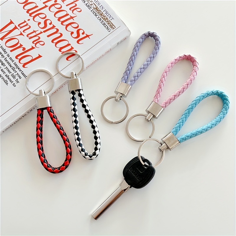 Solid Bracelet Keychain Candy Color Pu Leather Car Key Organizer