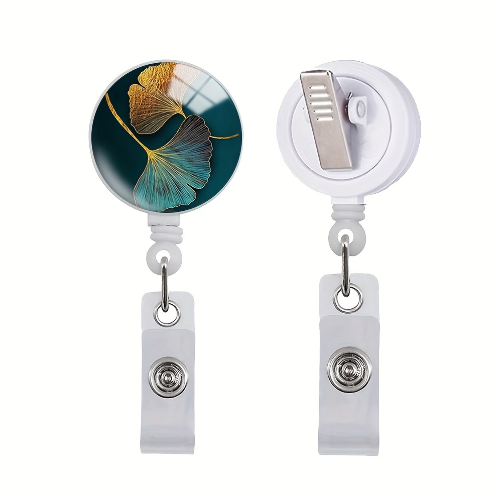 Funny Badge Reel Leaves Retractable Badge Holder With - Temu