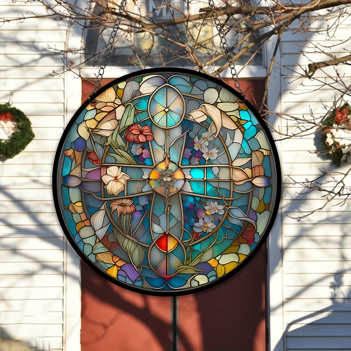 Stained Window Hanging Christian Suncatcher Holy - Temu Canada