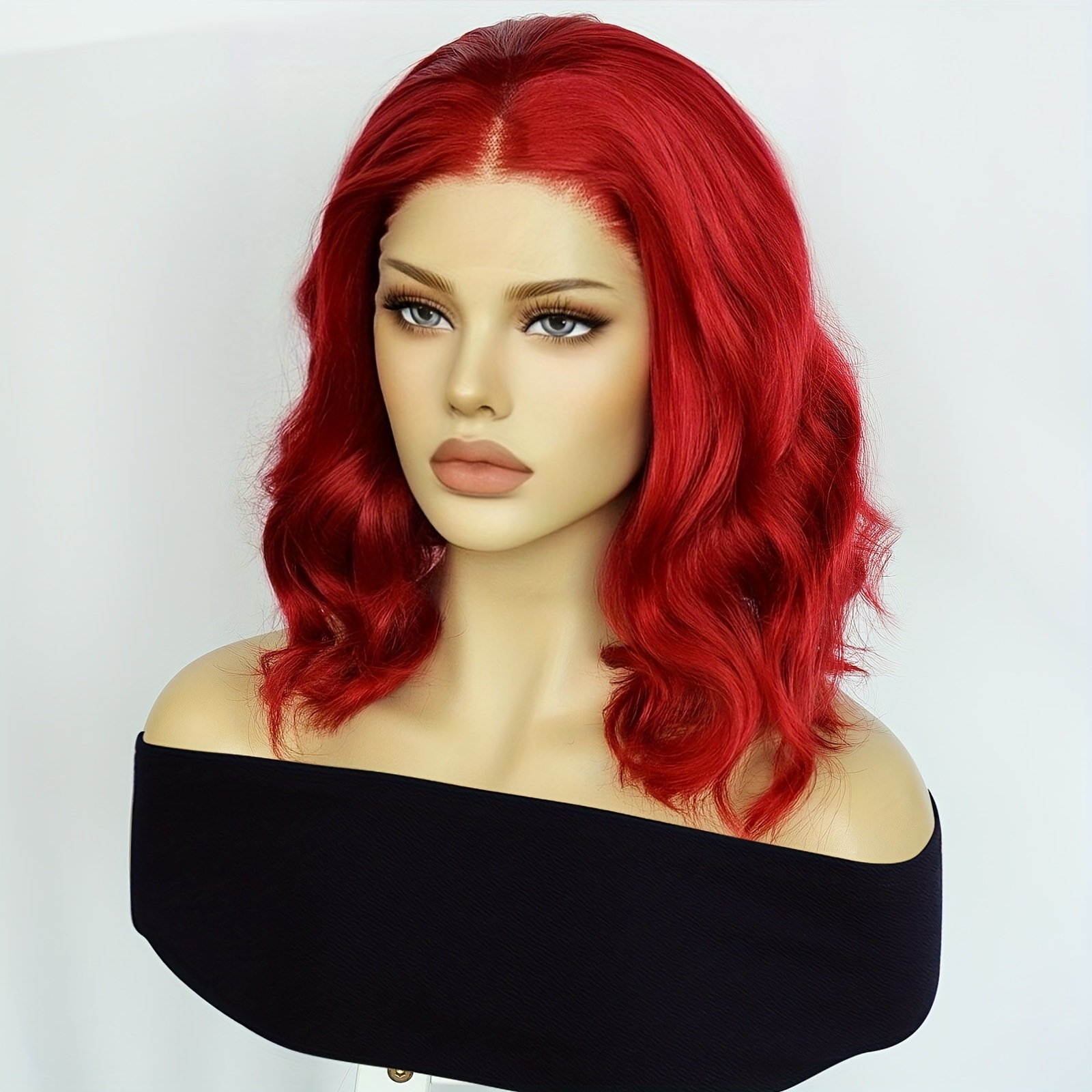 13 3 Synthetic Adhesive Free Heat Resistant Fiber Hair Shoulder BOB Copper Red Brown Natural Loose Body Wave Lace Front Wig Long Honey Blonde Hair