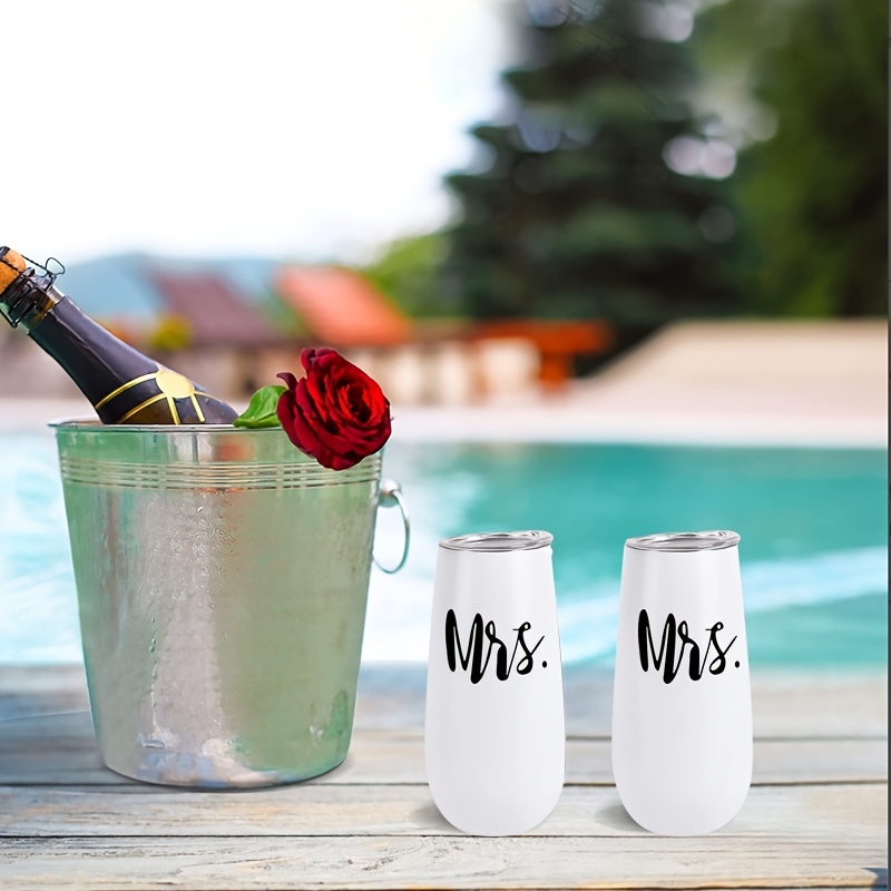 White Champagne Flutes Champagne Flute Tumbler With Lid Mr Reusable  Cocktail Champagne Toasting Glasses Wedding Decor - Temu