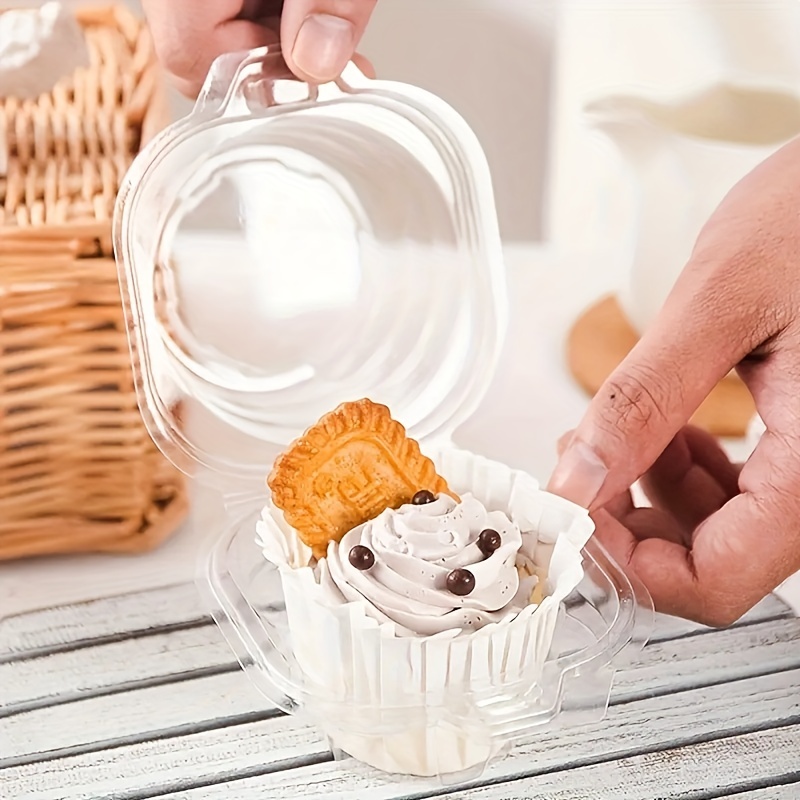 100Pcs Cupcake Boxes, Plastic Container With Lid, Dessert Containers With  Lids, Individual Cupcake Containers For Cupcakes & Muffin Storage Container