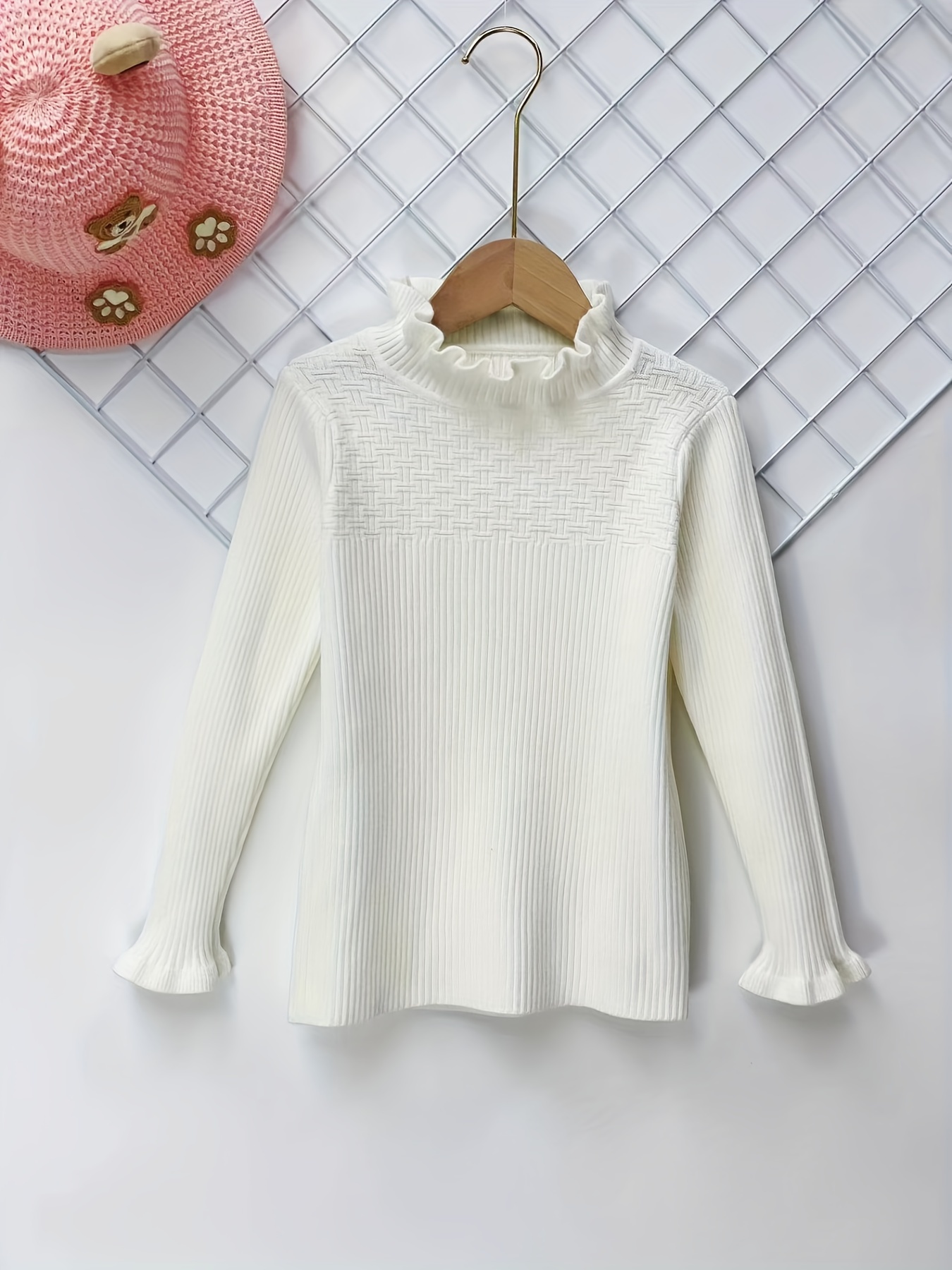 Spring and autumn children's clothes High neck Ribbed long sleeve