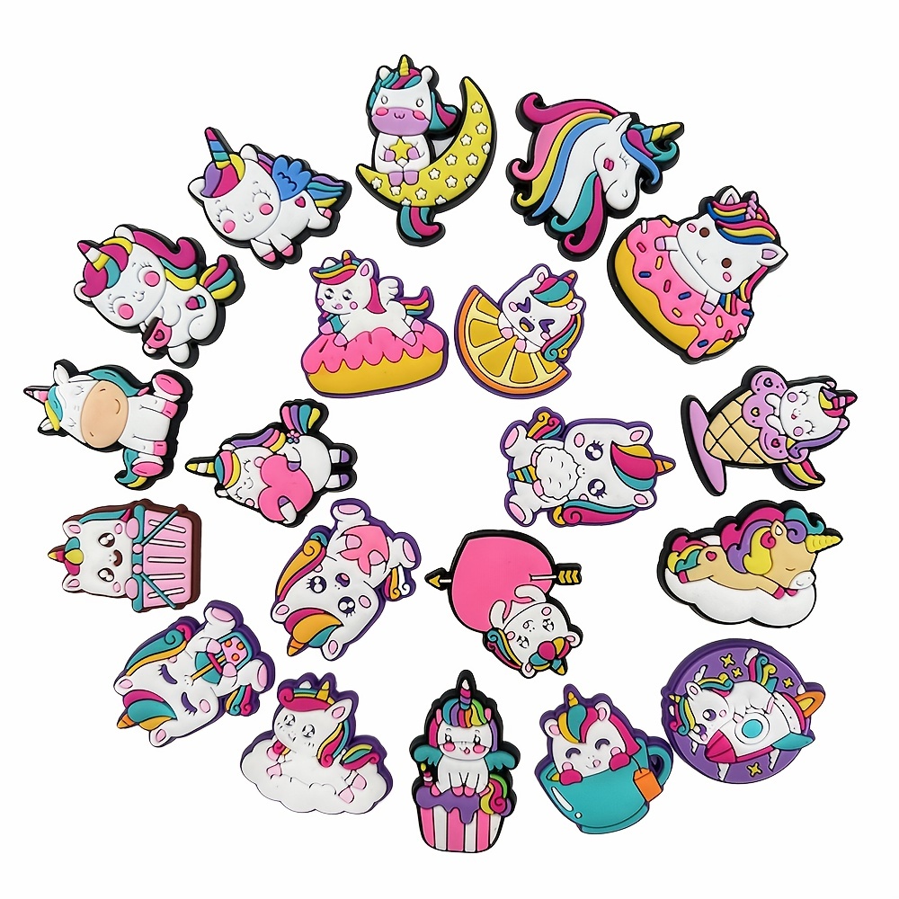 25 42Pcs Unicorn Shoe Decoration Charms for Clogs Sandals, Cute Rainbow  Shoe Accessories Charms for Girls Party Favors Gifts