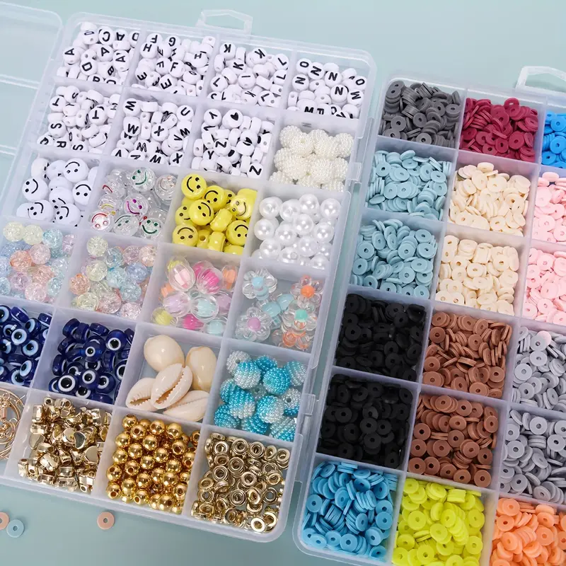 Clay Beads 7200 Pcs 2 Boxes Bracelet Making Kit - 24 Colors Polymer Clay  Beads For Bracelet Making - Jewelry Making Kit With Gift Pack For Adults