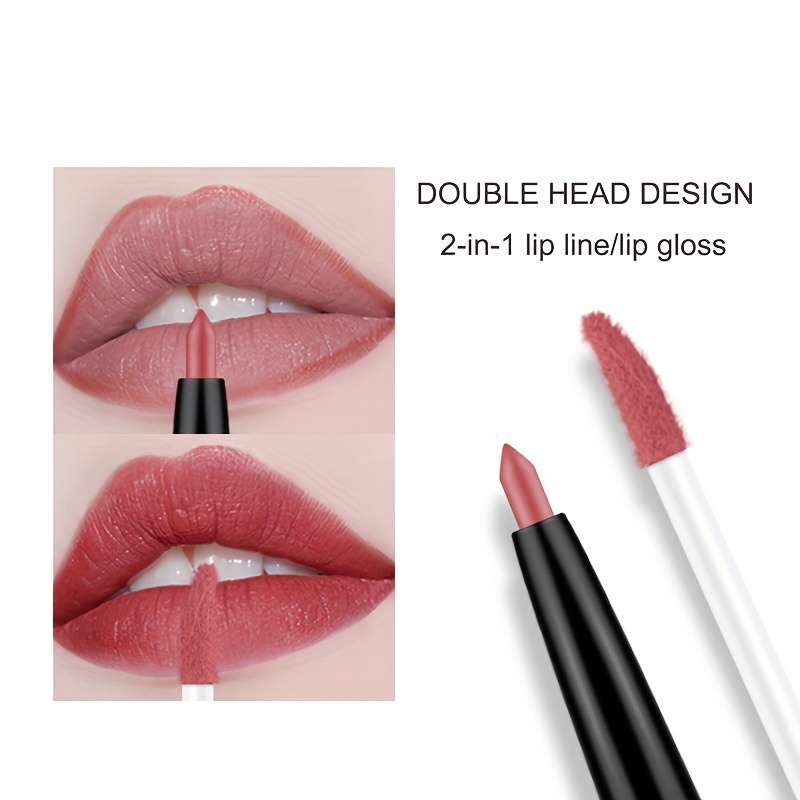 2 In 1 Lip Line Matte Lip Gloss Double Head Lip Stick 12 Colors