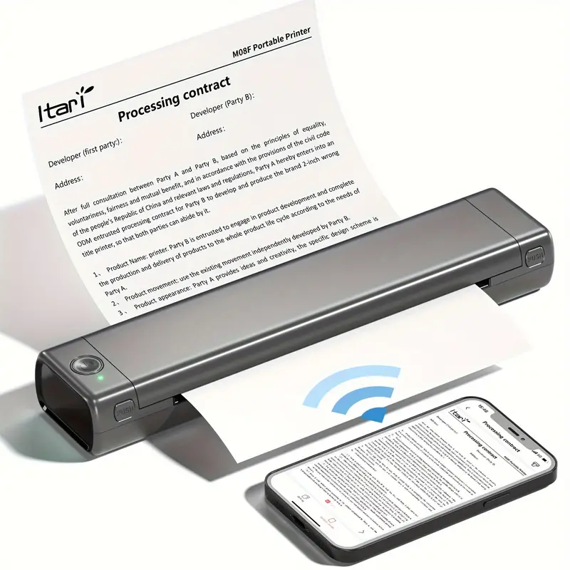 Imprimante Portable Sans Encre, Imprimante Portable Sans Fil Pour Les  Voyages, Imprimante Thermique Prenant En Charge Le Papier De Format 8,5 X  11