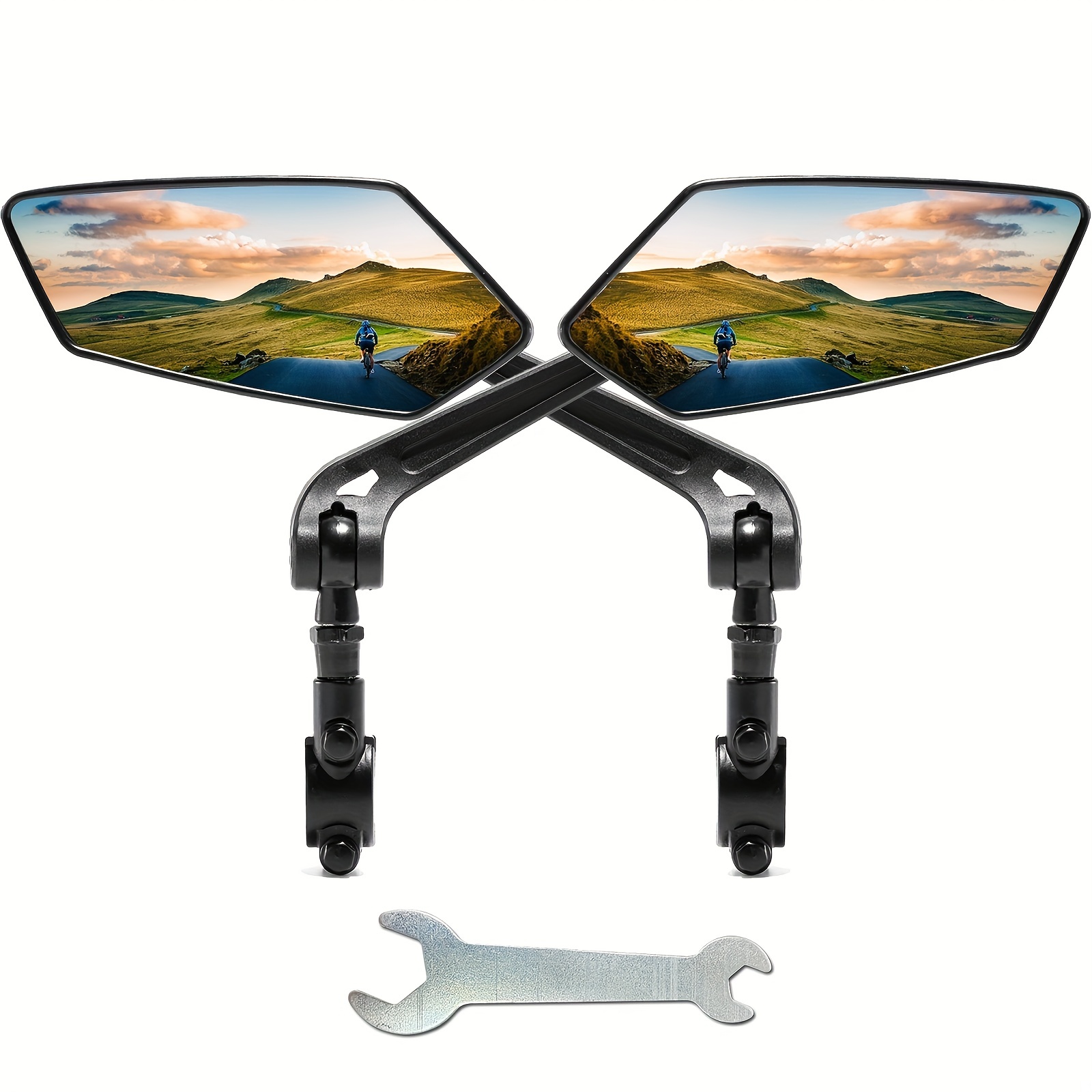 

2pcs Bike Handlebar Mirrors - Adjuatable Wide Angle Rear View & 360° Rotatable Safety Glass Design - Perfect For Bicycle, E-bike, Scooter & Snowbike!