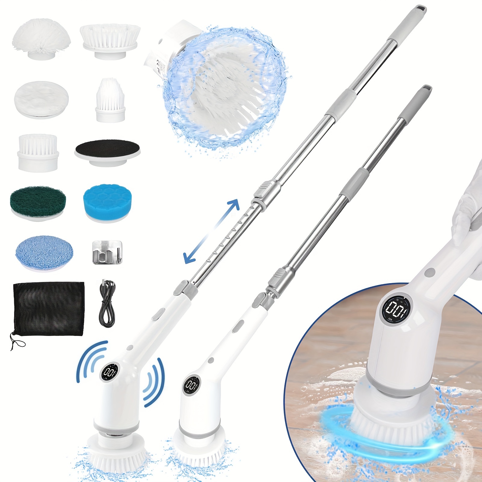 Electric Cleaning Brush Electric Spin Scrubber Long Handle - Temu
