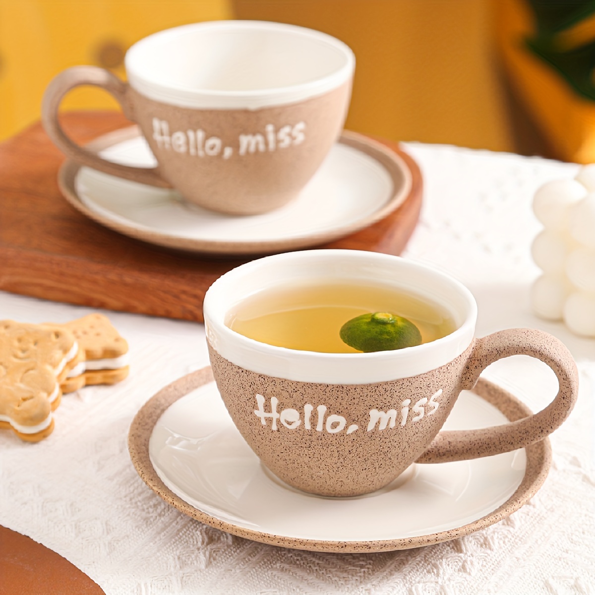 1 Set Tazza E Piattino In Ceramica, Tazza E Piattino Da Caffè In Stile Lusso  Leggero, Tazza Da Caffè A Righe Creative, Tazza Dacqua Con Vassoio, Set Da  Tè Pomeridiano, Regalo Per