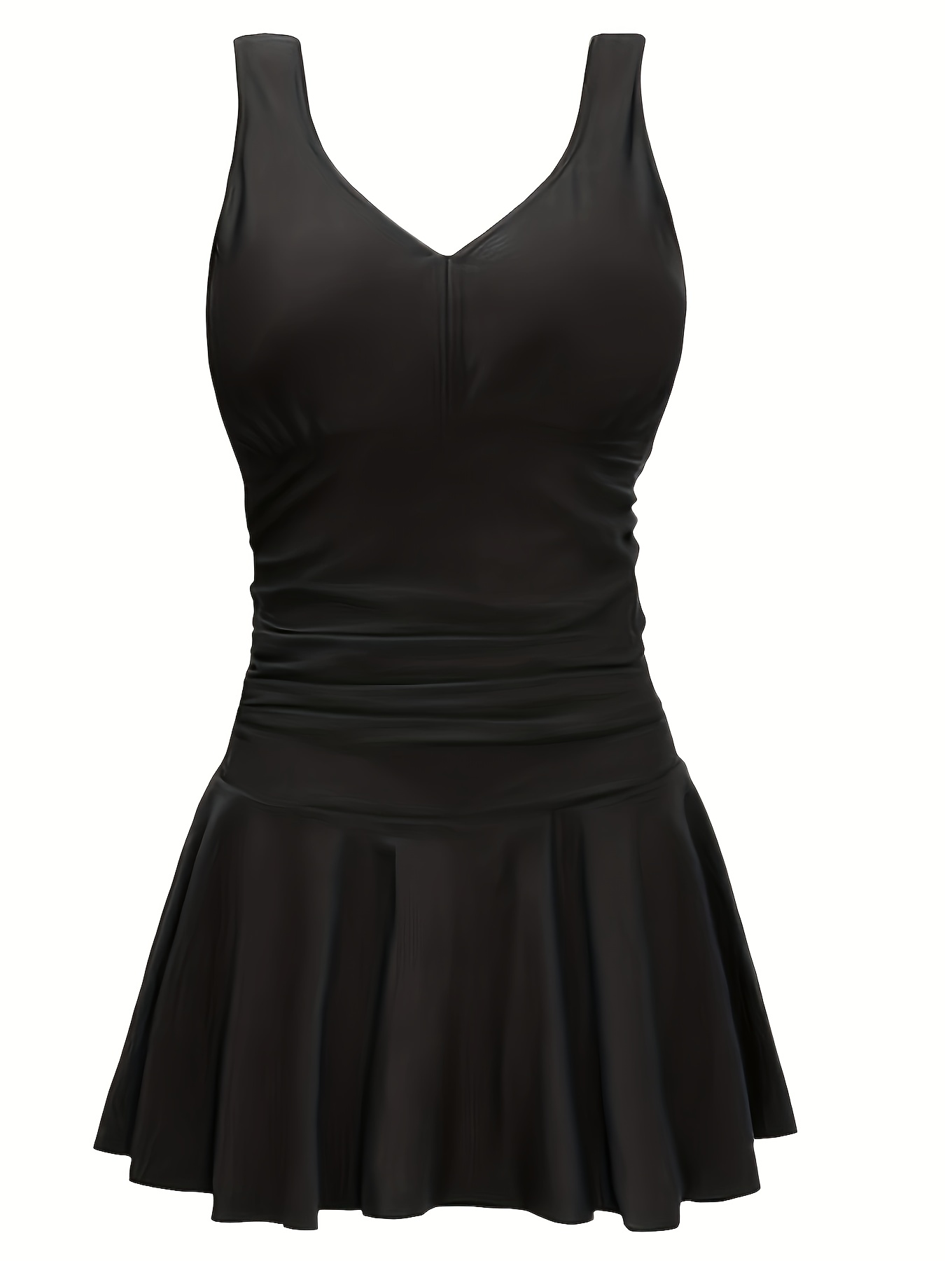 Plain Ruched V Neck Build In Briefs One piece Swimsuit Retro Temu