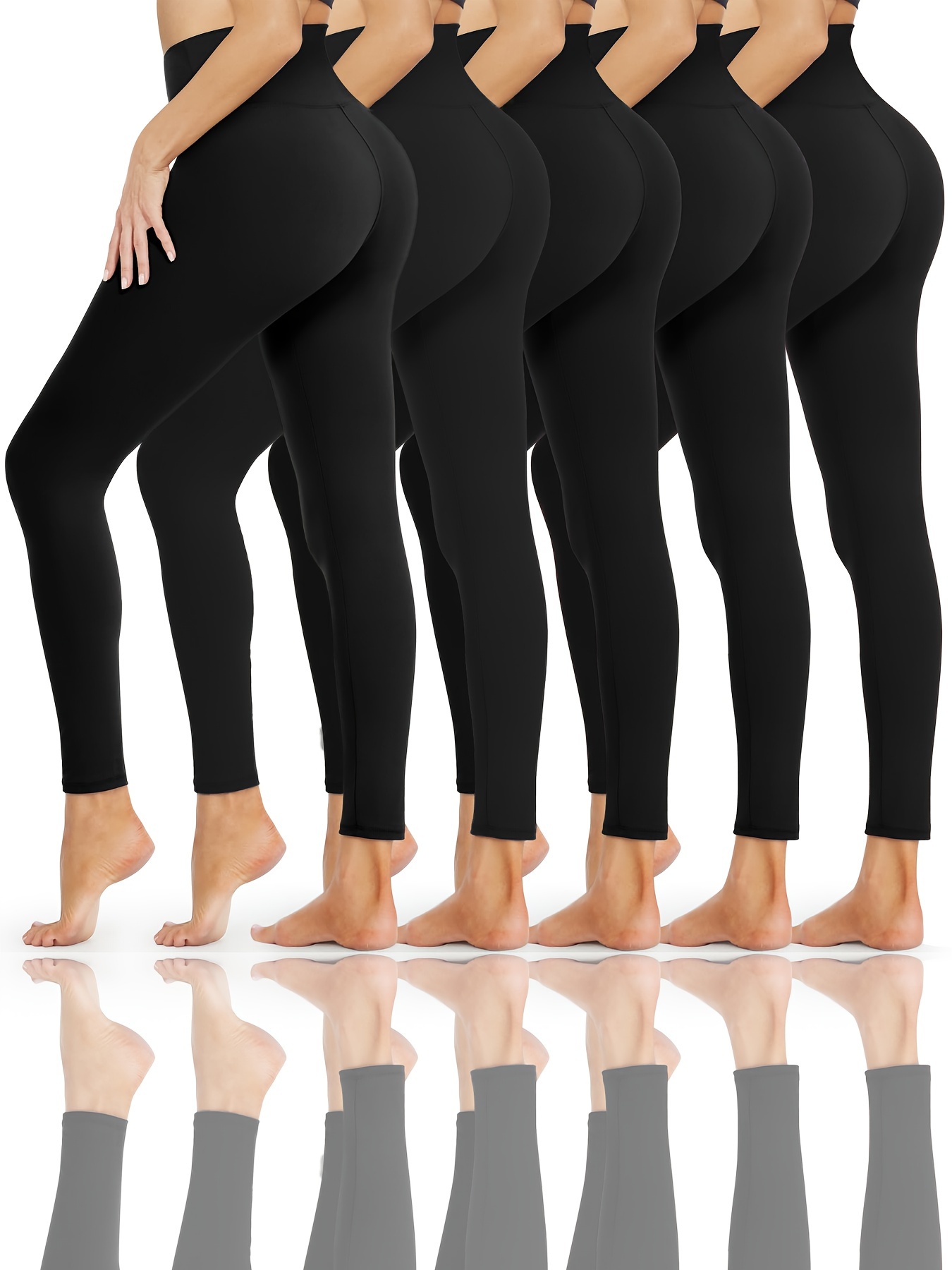 Solid Color Yoga Leggings High Waist Tummy Control Stretchy - Temu