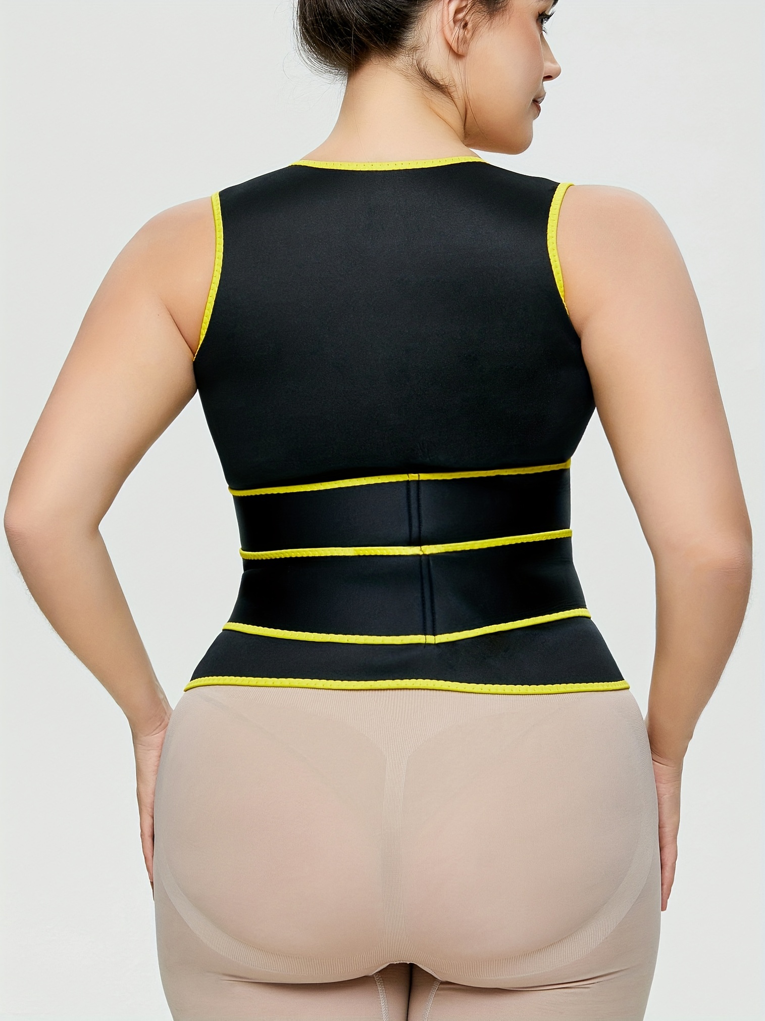 Plus Size Casual Shapewear, Women's Plus Semi Sheer Suspender Breast  Lifting Tummy Control Wide Strap Shapewear
