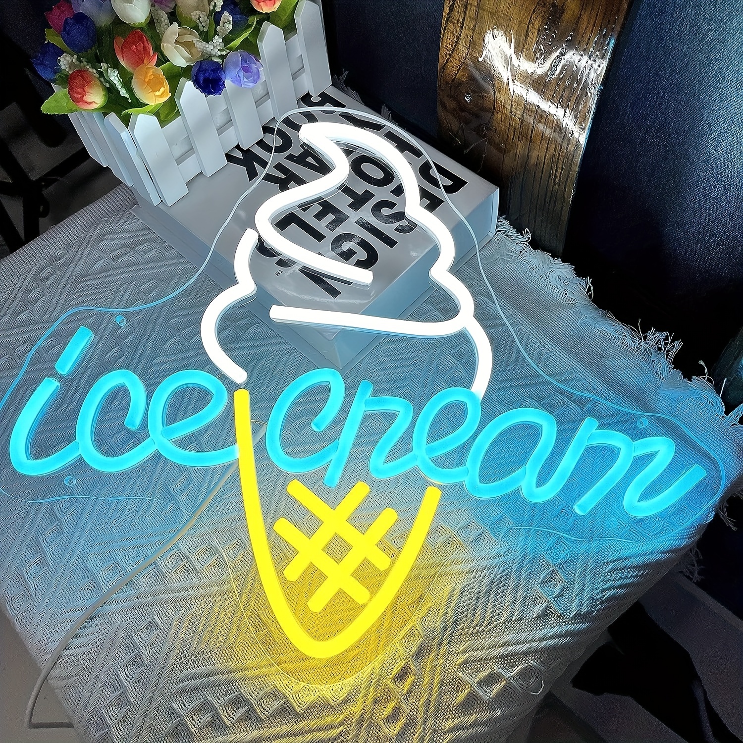 Ice Cream Led Neon Light Sign Light Up Sign Letter Ice Cream - Temu