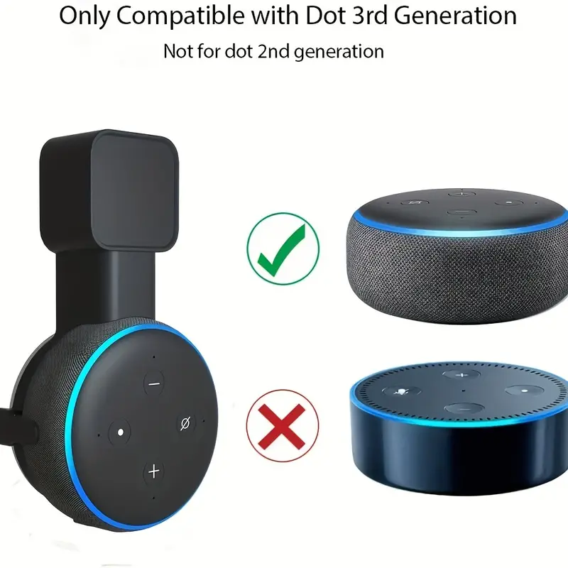   Alexa Echo Dot Soporte de pared Plug en percha de ropa  soporte Compact Caso Accesorios para Echo 2 nd Generation Plug en las  cocinas cuarto de baño recámara – Negro (