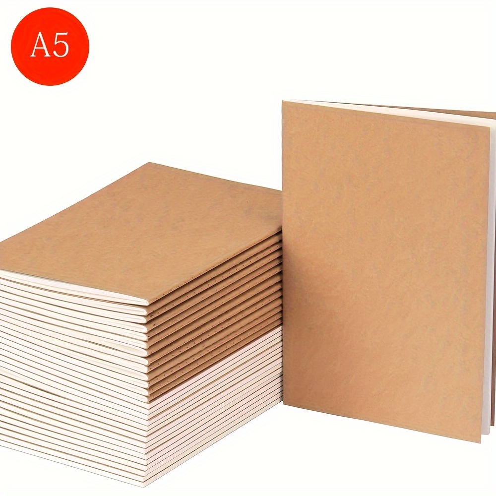 24-Pack Large Kraft Paper Unlined Notebook 8.5 x 11, Letter Size Blank  Inside Journals Bulk Set for Kids, Artists, Drawing, Sketchbook, Office  Supplies (24 Sheets Each)