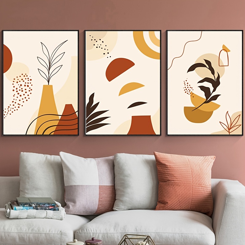 3pcs Abstract Line Posters Leaf Boho Black Beige Canvas Paintings Wall Art  Print Picture Living Room Interior Home Decor, 11.8x15.7inch, No Frame