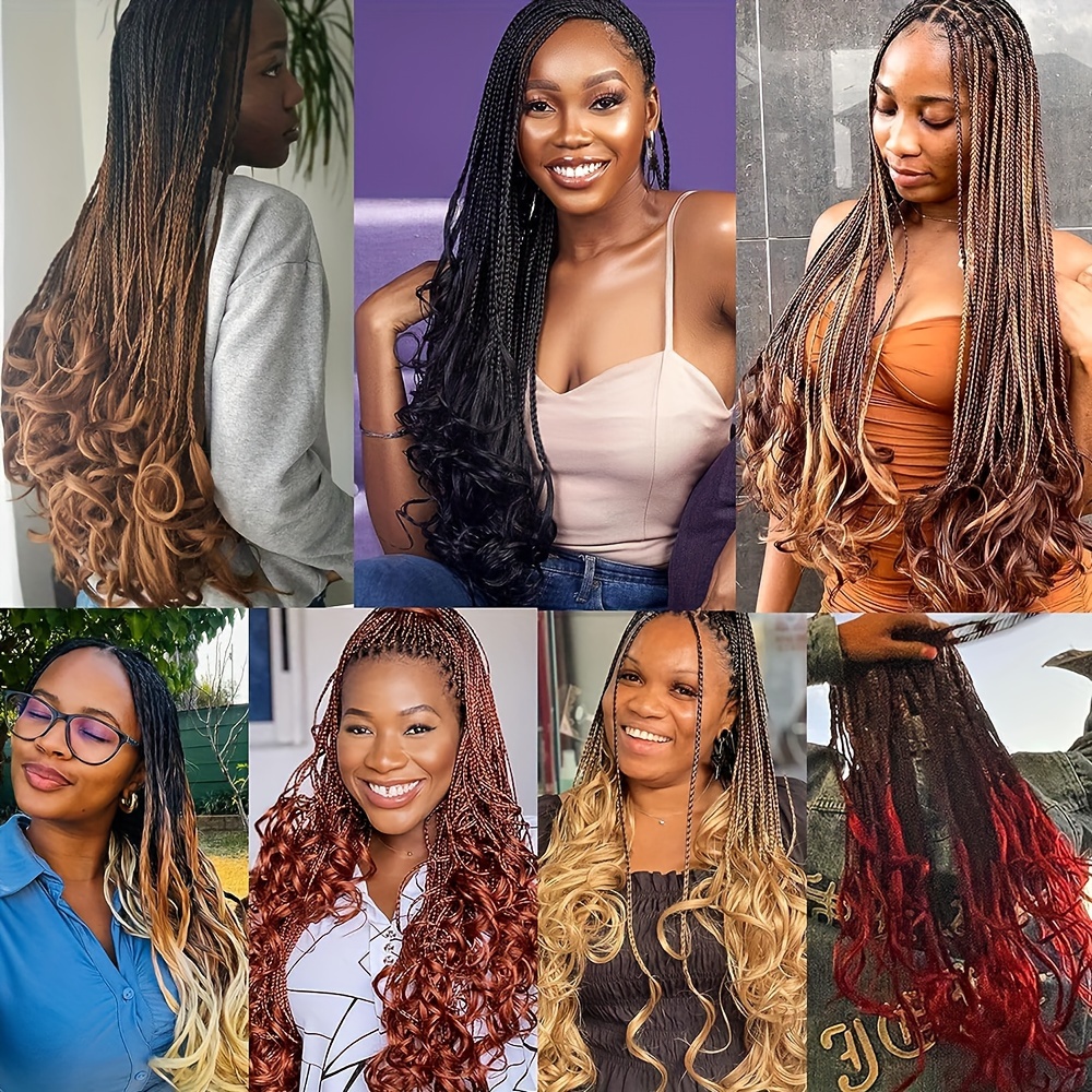 Crochet Box Braids Hair with Curly Ends 7 Packs Pre Looped Crochet Braids Goddess Box Braids Crochet Box Braid Hair(18 inch,1B)